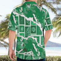 Hawaii Japanese Culture Green Hawaiian Shirt Spring Cranes Aloha Pattern LT01 - Polynesian Pride