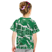 Hawaii Japanese Culture Green Kid T Shirt Spring Cranes Aloha Pattern LT01 - Polynesian Pride