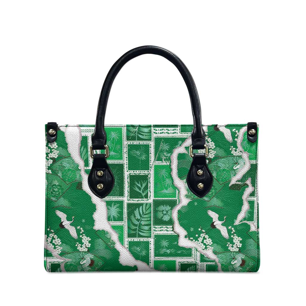 Hawaii Japanese Culture Green Leather Bag Spring Cranes Aloha Pattern LT01 - Polynesian Pride