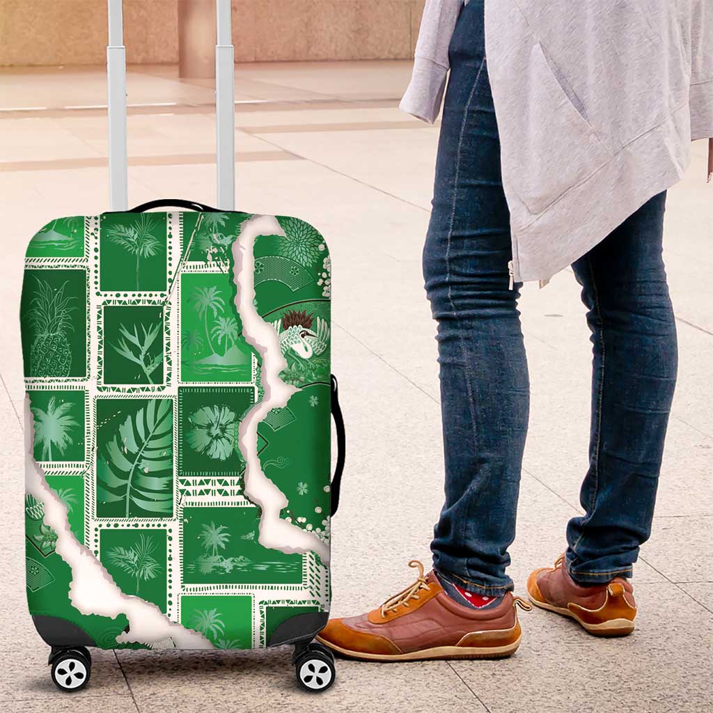 Hawaii Japanese Culture Green Luggage Cover Spring Cranes Aloha Pattern LT01 Green - Polynesian Pride