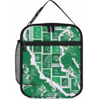 Hawaii Japanese Culture Green Lunch Bag Spring Cranes Aloha Pattern LT01 10.2 × 8.3 × 4.3 inch Green - Polynesian Pride