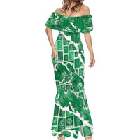 Hawaii Japanese Culture Green Mermaid Dress Spring Cranes Aloha Pattern LT01 - Polynesian Pride