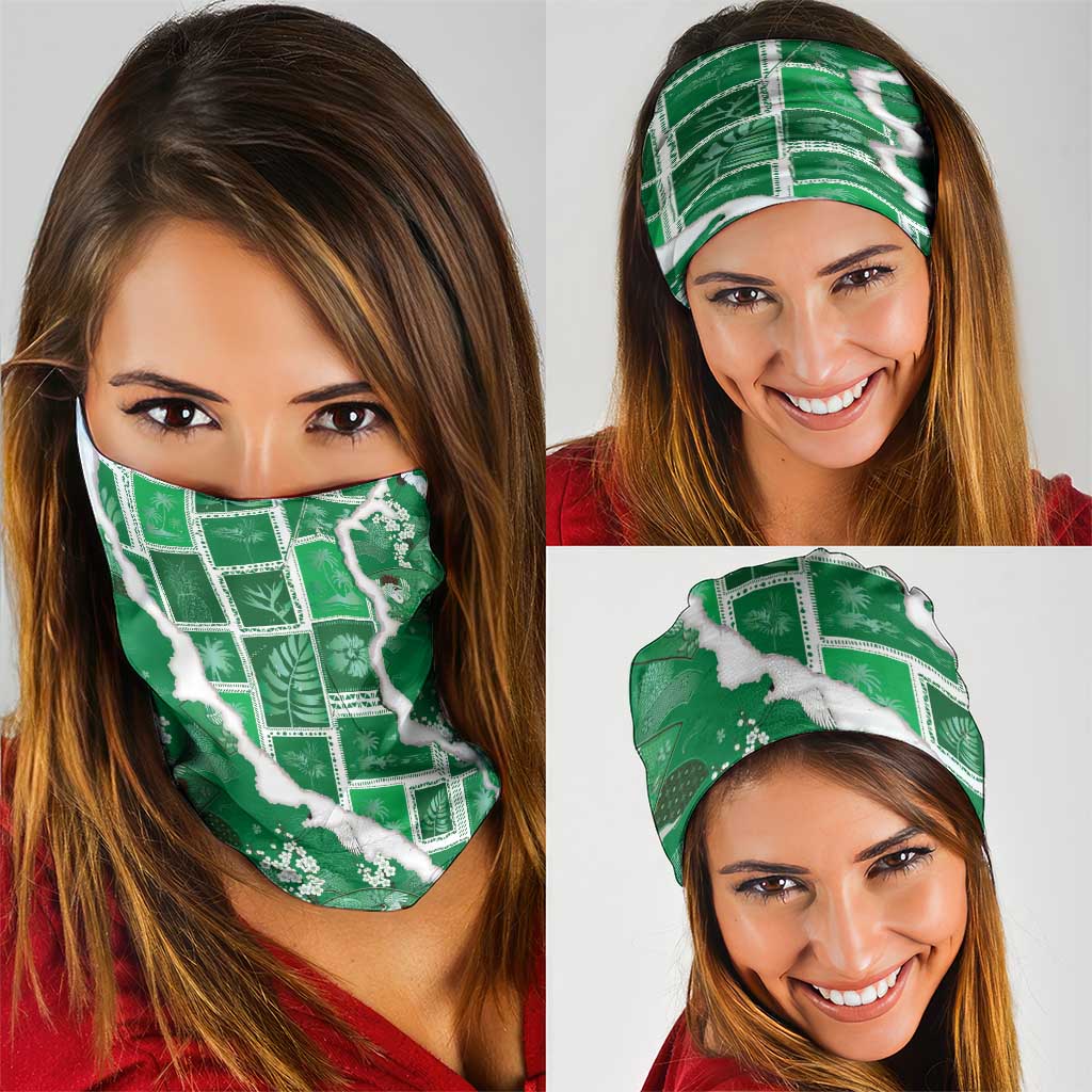 Hawaii Japanese Culture Green Neck Gaiter Spring Cranes Aloha Pattern LT01 - Polynesian Pride