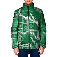 Hawaii Japanese Culture Green Padded Jacket Spring Cranes Aloha Pattern LT01 Men Green - Polynesian Pride