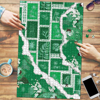 Hawaii Japanese Culture Green Puzzle Spring Cranes Aloha Pattern LT01 Green - Polynesian Pride