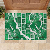 Hawaii Japanese Culture Green Rubber Doormat Spring Cranes Aloha Pattern LT01 Green - Polynesian Pride