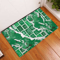 Hawaii Japanese Culture Green Rubber Doormat Spring Cranes Aloha Pattern LT01 - Polynesian Pride