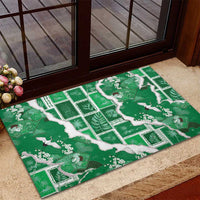 Hawaii Japanese Culture Green Rubber Doormat Spring Cranes Aloha Pattern LT01 - Polynesian Pride
