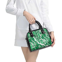 Hawaii Japanese Culture Green Shoulder Handbag Spring Cranes Aloha Pattern LT01 - Polynesian Pride