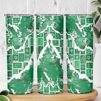 Hawaii Japanese Culture Green Skinny Tumbler Spring Cranes Aloha Pattern LT01 - Polynesian Pride