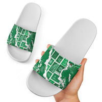 Hawaii Japanese Culture Green Slide Sandals Spring Cranes Aloha Pattern LT01 - Polynesian Pride