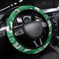 Hawaii Japanese Culture Green Steering Wheel Cover Spring Cranes Aloha Pattern LT01 Universal Fit Green - Polynesian Pride