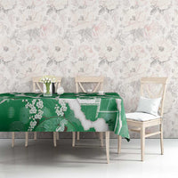 Hawaii Japanese Culture Green Tablecloth Spring Cranes Aloha Pattern LT01 - Polynesian Pride