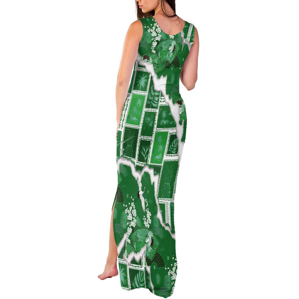 Hawaii Japanese Culture Green Tank Maxi Dress Spring Cranes Aloha Pattern LT01 - Polynesian Pride