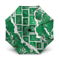 Hawaii Japanese Culture Green Umbrella Spring Cranes Aloha Pattern LT01 One Size Folded 11.42 inch Opened Diameter 37.4 inch Green - Polynesian Pride