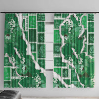 Hawaii Japanese Culture Green Window Curtain Spring Cranes Aloha Pattern LT01 With Hooks Green - Polynesian Pride
