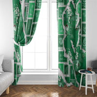 Hawaii Japanese Culture Green Window Curtain Spring Cranes Aloha Pattern LT01 - Polynesian Pride