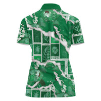 Hawaii Japanese Culture Green Women Polo Shirt Spring Cranes Aloha Pattern LT01 - Polynesian Pride