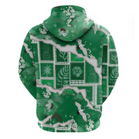 Hawaii Japanese Culture Green Zip Hoodie Spring Cranes Aloha Pattern LT01 - Polynesian Pride