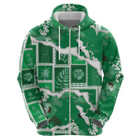 Hawaii Japanese Culture Green Zip Hoodie Spring Cranes Aloha Pattern LT01 - Polynesian Pride