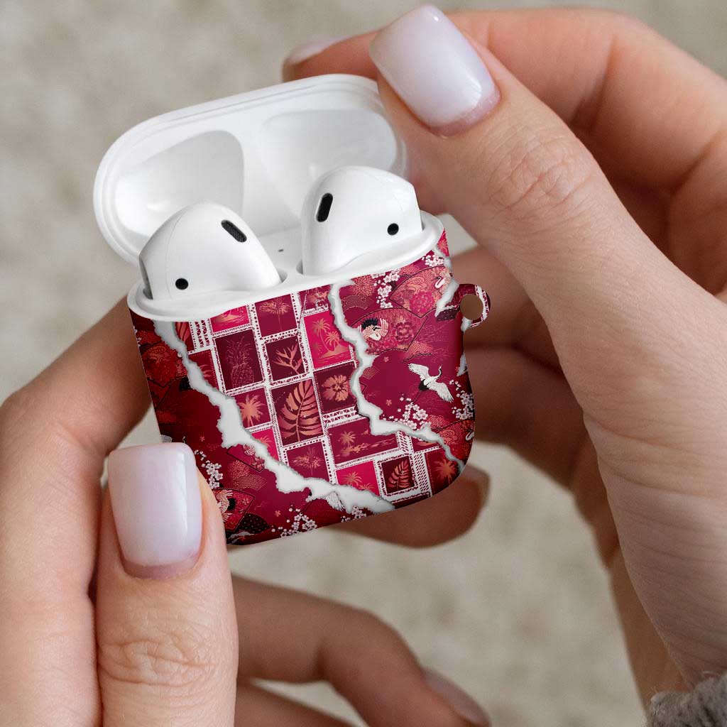 Hawaii Japanese Culture Pink AirPods Case Spring Cranes Aloha Pattern LT01 - Polynesian Pride