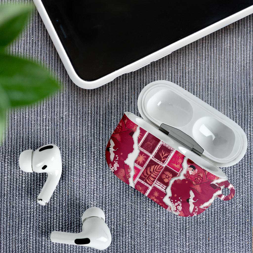 Hawaii Japanese Culture Pink AirPods Case Spring Cranes Aloha Pattern LT01 - Polynesian Pride