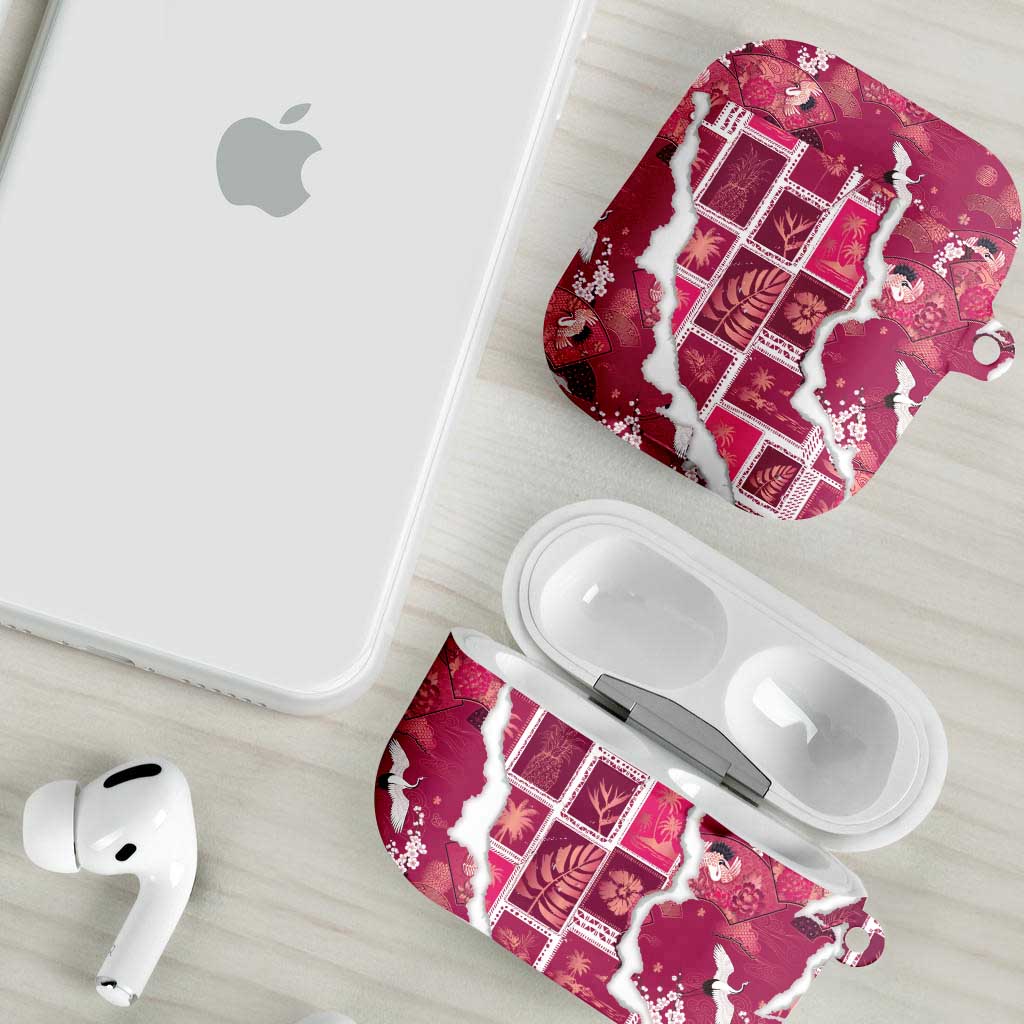 Hawaii Japanese Culture Pink AirPods Case Spring Cranes Aloha Pattern LT01 - Polynesian Pride