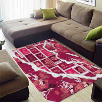 Hawaii Japanese Culture Pink Area Rug Spring Cranes Aloha Pattern