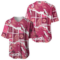 Hawaii Japanese Culture Pink Baseball Jersey Spring Cranes Aloha Pattern LT01 - Polynesian Pride