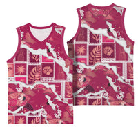 Hawaii Japanese Culture Pink Basketball Jersey Spring Cranes Aloha Pattern LT01 - Polynesian Pride