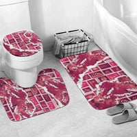 Hawaii Japanese Culture Pink Bathroom Set Spring Cranes Aloha Pattern LT01 Mat Set Only (3 pcs) One Size Pink - Polynesian Pride