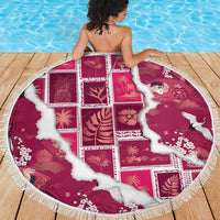 Hawaii Japanese Culture Pink Beach Blanket Spring Cranes Aloha Pattern LT01 - Polynesian Pride