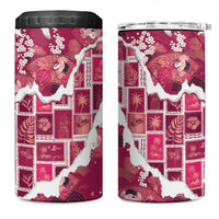 Hawaii Japanese Culture Pink 4 in 1 Can Cooler Tumbler Spring Cranes Aloha Pattern LT01 One Size: 16 oz Pink - Polynesian Pride