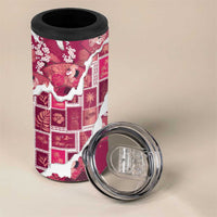 Hawaii Japanese Culture Pink 4 in 1 Can Cooler Tumbler Spring Cranes Aloha Pattern LT01 - Polynesian Pride