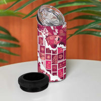 Hawaii Japanese Culture Pink 4 in 1 Can Cooler Tumbler Spring Cranes Aloha Pattern LT01 - Polynesian Pride