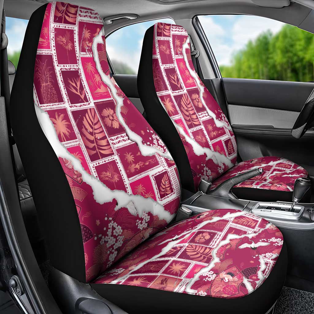 Hawaii Japanese Culture Pink Car Seat Cover Spring Cranes Aloha Pattern LT01 - Polynesian Pride