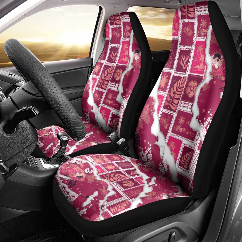 Hawaii Japanese Culture Pink Car Seat Cover Spring Cranes Aloha Pattern LT01 - Polynesian Pride