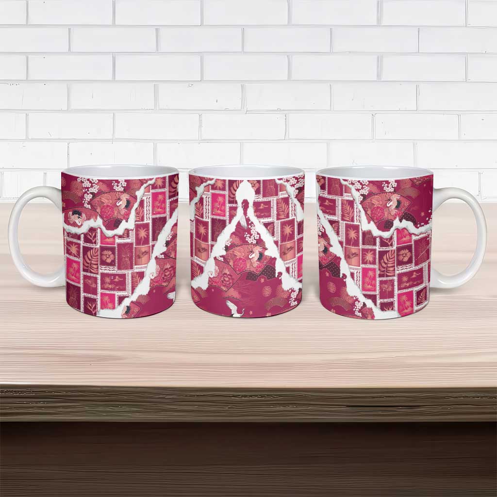 Hawaii Japanese Culture Pink Ceramic Mug Spring Cranes Aloha Pattern LT01 - Polynesian Pride