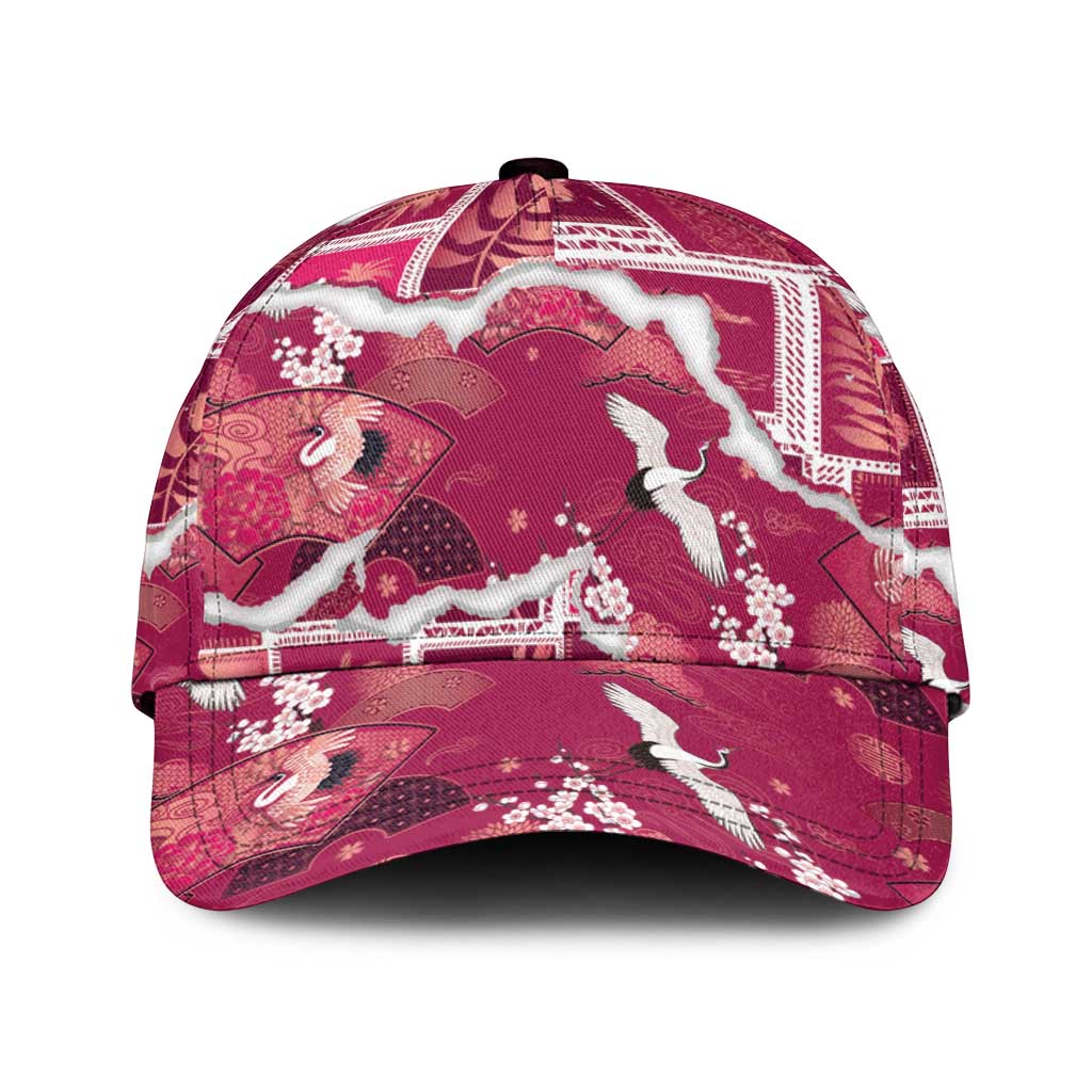 Hawaii Japanese Culture Pink Classic Cap Spring Cranes Aloha Pattern LT01 Universal Fit Pink - Polynesian Pride