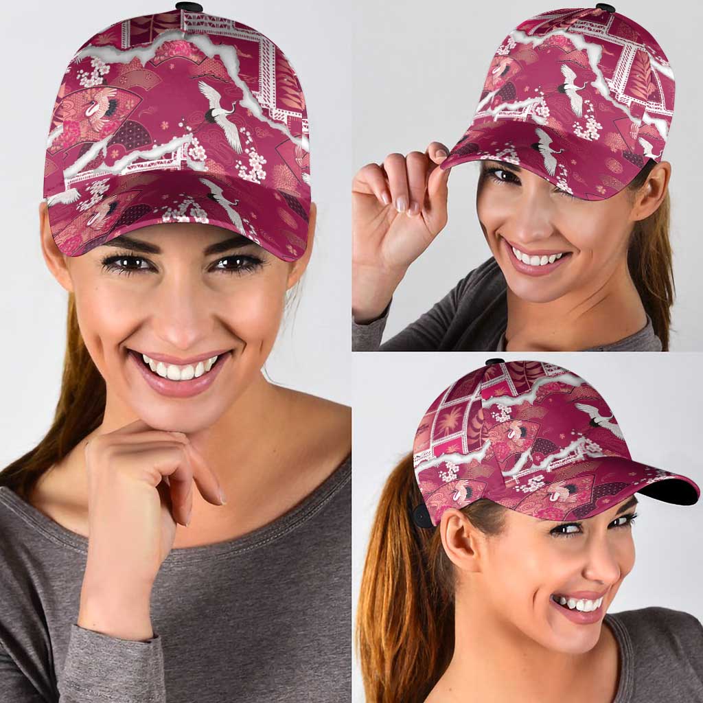 Hawaii Japanese Culture Pink Classic Cap Spring Cranes Aloha Pattern LT01 - Polynesian Pride