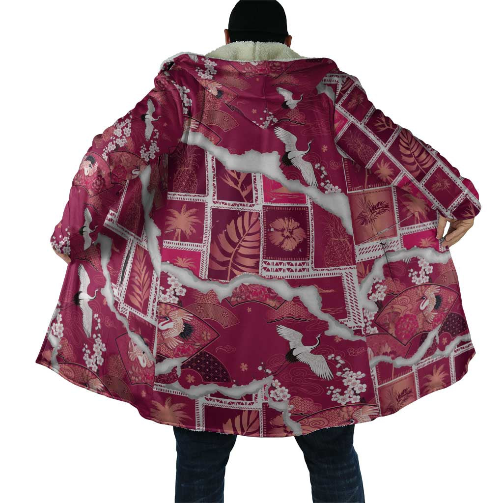 Hawaii Japanese Culture Pink Cloak Spring Cranes Aloha Pattern LT01 - Polynesian Pride