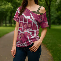 Hawaii Japanese Culture Pink Cross Shoulder Shirt Spring Cranes Aloha Pattern LT01 - Polynesian Pride