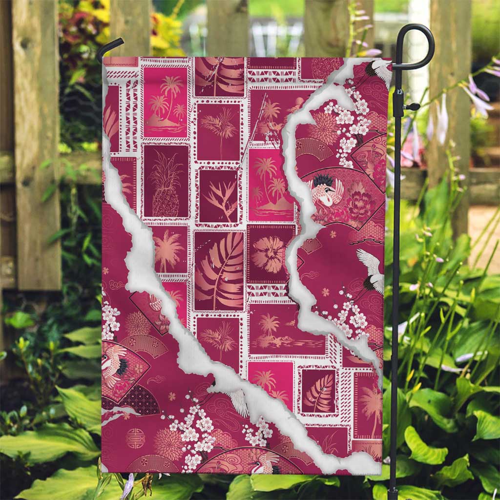 Hawaii Japanese Culture Pink Garden Flag Spring Cranes Aloha Pattern LT01 Garden Flag Pink - Polynesian Pride
