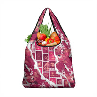 Hawaii Japanese Culture Pink Grocery Bag Spring Cranes Aloha Pattern LT01 1-pack One Size Pink - Polynesian Pride