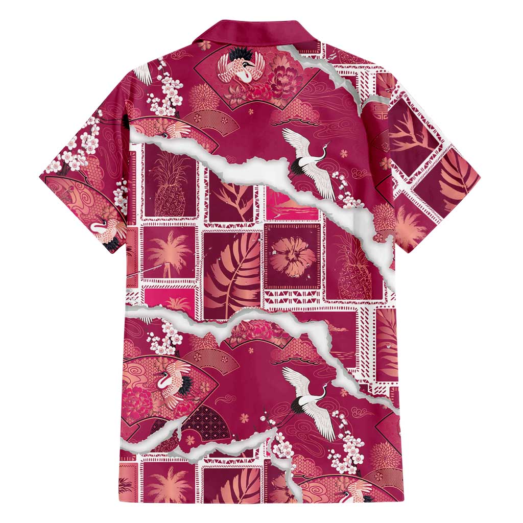 Hawaii Japanese Culture Pink Hawaiian Shirt Spring Cranes Aloha Pattern LT01 - Polynesian Pride