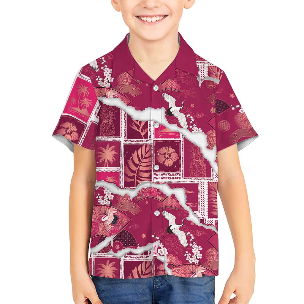 Hawaii Japanese Culture Pink Hawaiian Shirt Spring Cranes Aloha Pattern LT01 - Polynesian Pride