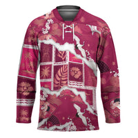 Hawaii Japanese Culture Pink Hockey Jersey Spring Cranes Aloha Pattern LT01 Unisex Pink - Polynesian Pride