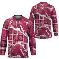 Hawaii Japanese Culture Pink Hockey Jersey Spring Cranes Aloha Pattern LT01 - Polynesian Pride