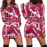 Hawaii Japanese Culture Pink Hoodie Dress Spring Cranes Aloha Pattern LT01 - Polynesian Pride