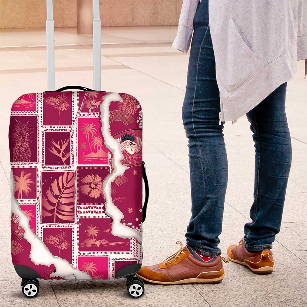Hawaii Japanese Culture Pink Luggage Cover Spring Cranes Aloha Pattern LT01 Pink - Polynesian Pride